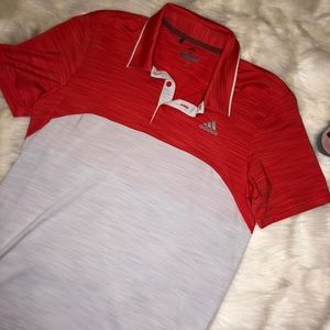 Adidas | Men's Red White Colorblock Golf Polo Medium